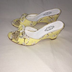 Lulu Guinness floral wedge heels yellow size 37/7
